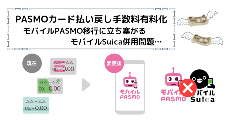 PASMOカード払い戻し手数料有料化〜モバイルPASMO移行